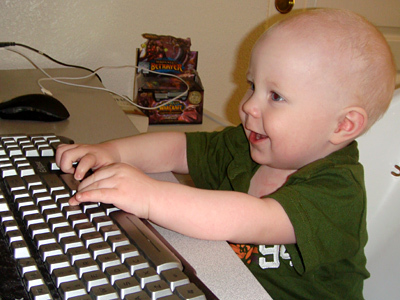 James typing on the keyboard