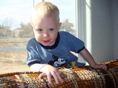 James behind the couch